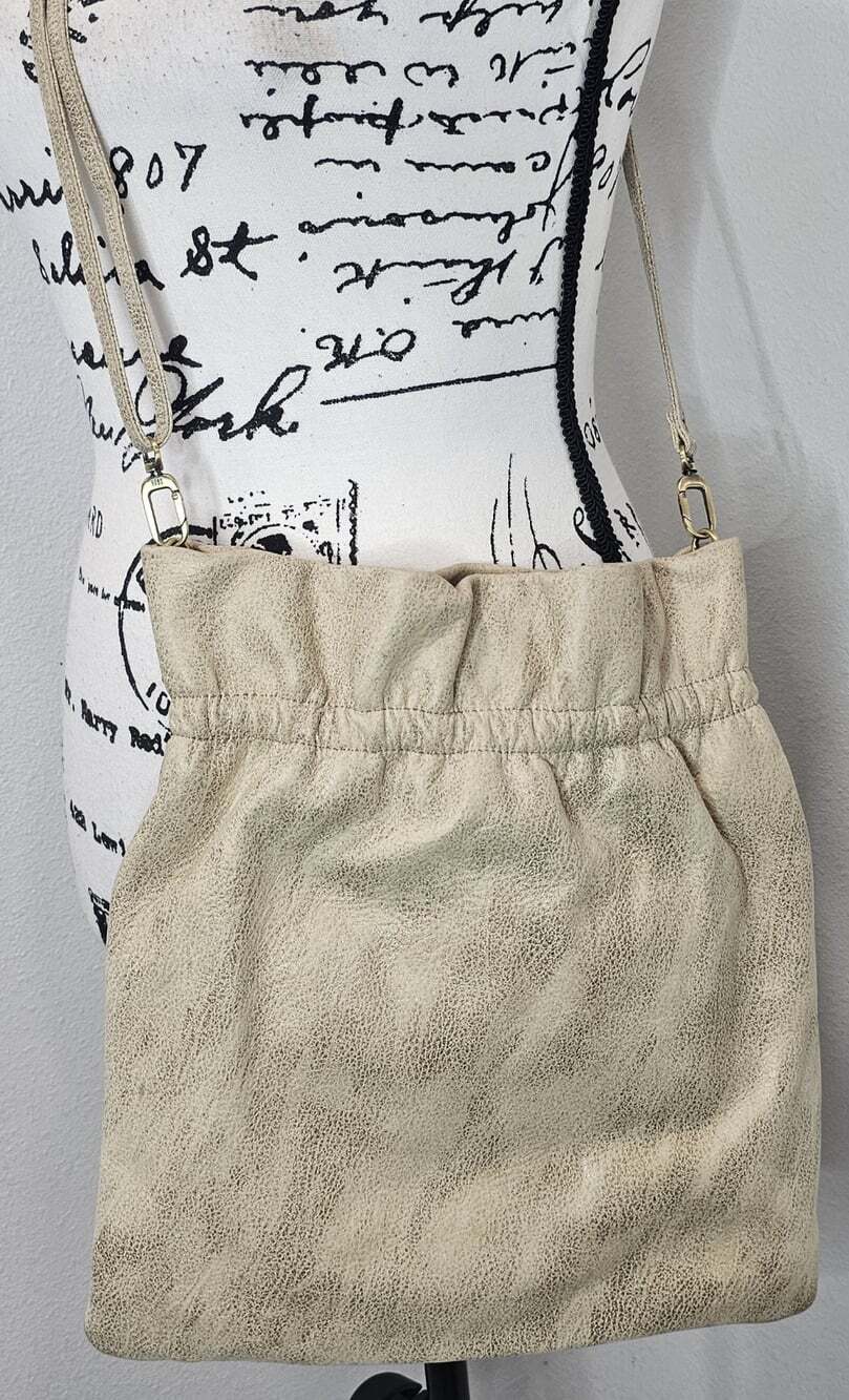 HOBO Prose Leather Buffed Gold Cinched Bucket Crossbody Bag